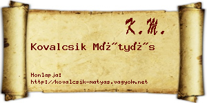 Kovalcsik Mátyás névjegykártya