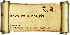 Kovalcsik Mátyás névjegykártya